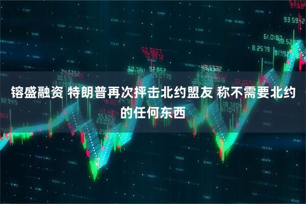 镕盛融资 特朗普再次抨击北约盟友 称不需要北约的任何东西
